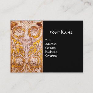 RENAISSANCE GROTESQUE ANSIKTE,BLACK GULD White Pea Visitkort