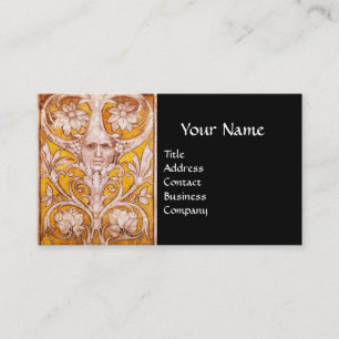 RENAISSANCE GROTESQUE ANSIKTE,SVART GULD MONOGRAM VISITKORT