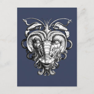Renaissance Grotesque Gargoyle Ansikte Lobster Man Vykort