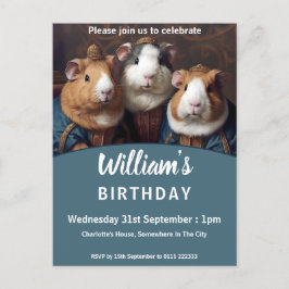 Renaissance Guinea Grisar Födelsedagsfest Inbjudan Vykort