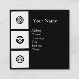 RENAISSANCE HARMONY Black White Geometric Blommigt Fyrkantigt Visitkort