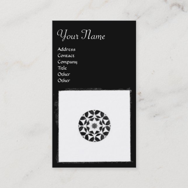 RENAISSANCE HARMONY Black White Geometric Blommigt Visitkort (Framsida)