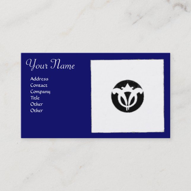 RENAISSANCE HARMONY Blue White Geometric Blommigt Visitkort (Framsida)