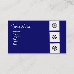 RENAISSANCE HARMONY Blue White Geometric Blommigt Visitkort