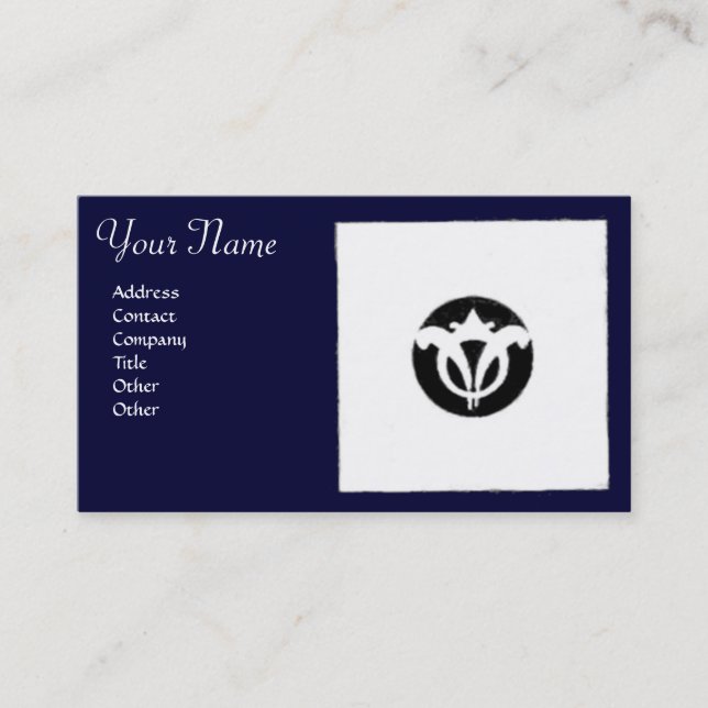 RENAISSANCE HARMONY Blue White Geometric Blommigt Visitkort (Framsida)