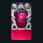 RENAISSANCE LITTLE ÄNGLAR MONOGRAM Red Rosa Ruby Fraktsedel<br><div class="desc">Elegant och klassiskt italienskt mästerverk i Florentine från Bottega della Robbia ( Florens - Italien ) med en ljus 3D-gem-sten. . - Enkel att anpassa med din egen text som en bröllopsförmån märkre, osa, spara-till-datum, tack för etiketter, möhippor, födelsedagsfester: söt 16, quinceanera, returetiketter, förlovning duschar, nyfödsel, babyduschar studenten, jubileumsdagar, eller...</div>