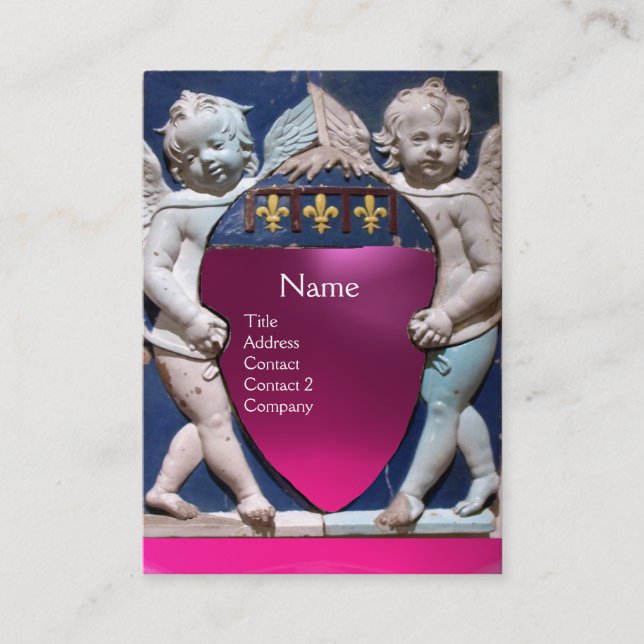 RENAISSANCE LITTLE ÄNGLAR MONOGRAM Rosa Amethyst Visitkort (Framsida)