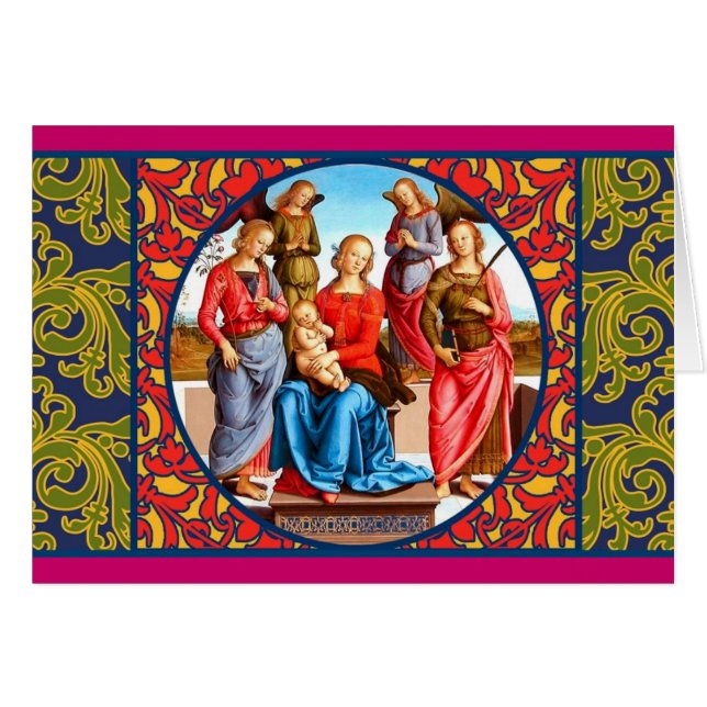 Renaissance Madonna och barnkort Hälsningskort (Framsidan Horizontal)