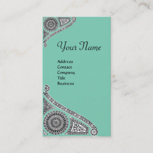 RENAISSANCE MONOGRAM 4 Lucite Grönt White Teal Visitkort