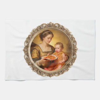 Renaissance Mother and Child Parody Illustration Kökshandduk