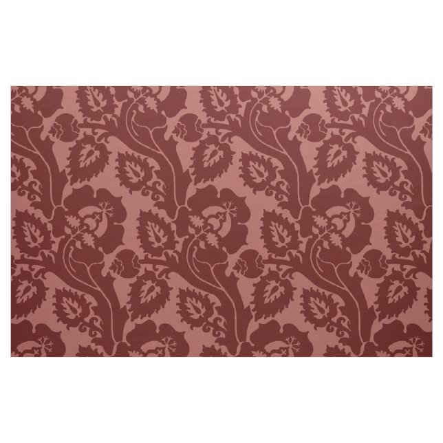 Renaissance Oblik Blommigt, Mörk Röd Tyg (Fat Quarter)