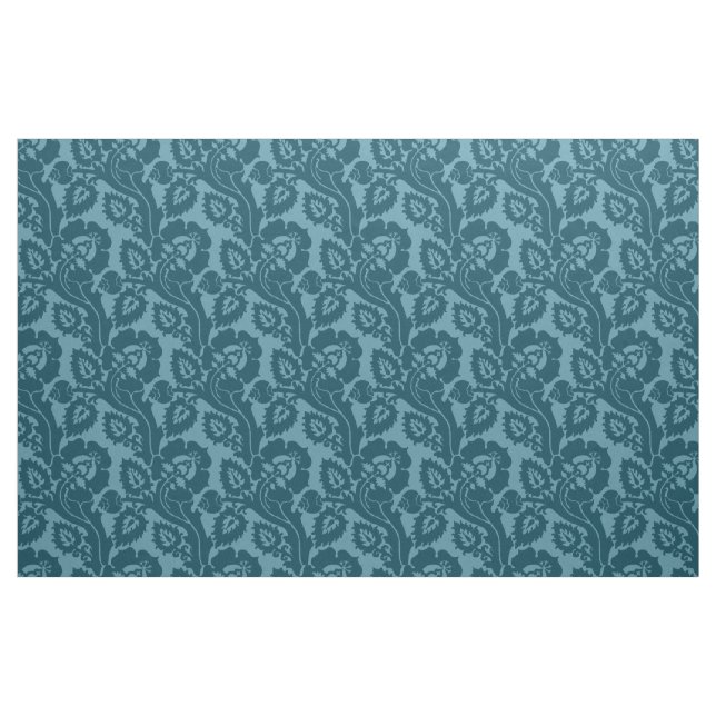 Renaissance Oblique Blommigt, Peacock Blue Tyg (Yard)