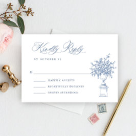 Renaissance Ornate Blommigt Dusty Blue Bröllop OSA Kort