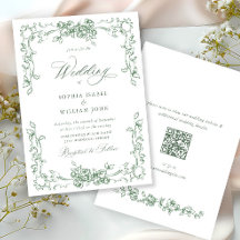 Renaissance Ornate Blommigt Sage Grönt Bröllop