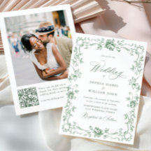 Renaissance Ornate Blommigt Sage Grönt Bröllop