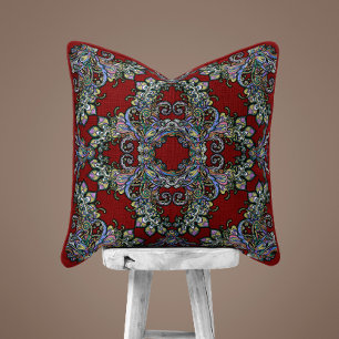 Renaissance Ornate Dekorativ kudde - Deep Red