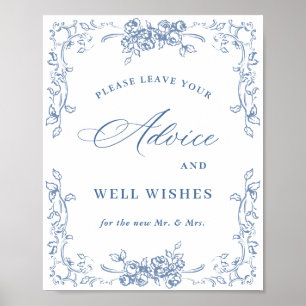 Renaissance Ornate Dusty Blue Advice & Önskemål Poster