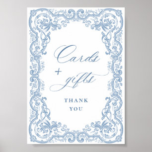 Renaissance Ornate Dusty Blue Cards and Gifts Poster