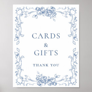 Renaissance Ornate Dusty Blue Cards and Gifts Poster