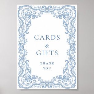 Renaissance Ornate Dusty Blue Cards and Gifts Poster
