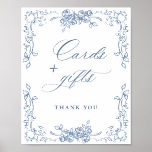 Renaissance Ornate Dusty Blue Cards and Gifts Poster
