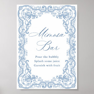 Renaissance Ornate Dusty Blue Mimosa Pub Poster