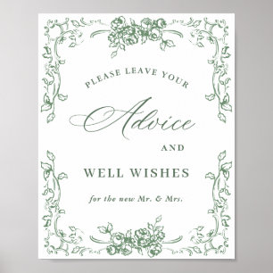 Renaissance Ornate Sage Grönt Advice & Önskemål Poster