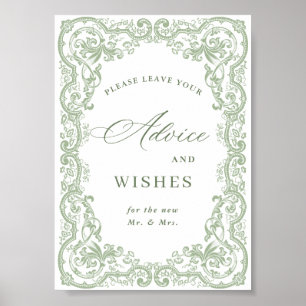 Renaissance Ornate Sage Grönt Advice & Önskemål Poster