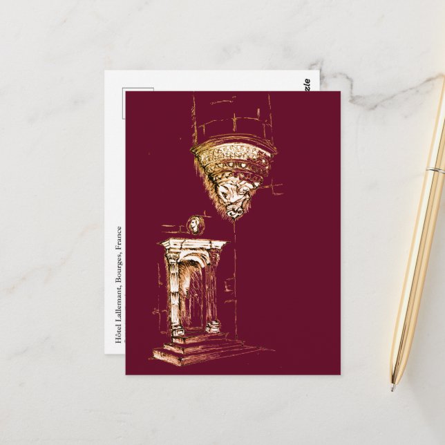 Renaissance Palace, Bourges, Frankrike vykort (Fram/Back In Situ)