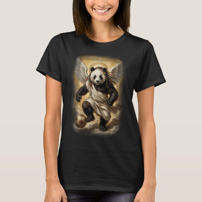 Renaissance Panda Style playing Soccer on a  T Shirt (Framsida)