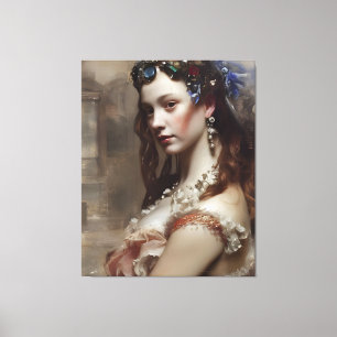 Renaissance Princess AI genererade fantasykonst Canvastryck