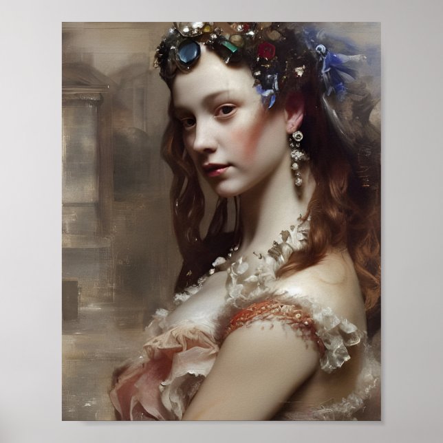 Renaissance Princess AI genererade fantasykonst Poster (Framsidan)