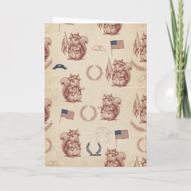 Renaissance Sanguine Patriotic Squirrel Card Helgkort (Baksida)