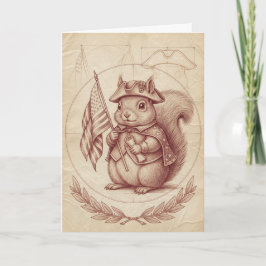 Renaissance Sanguine Patriotic Squirrel Card Helgkort