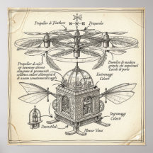 Renaissance som flyger Maskin Teckning
