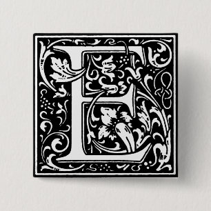 Renaissance Stil Alphabet Brev E - PIN Knapp