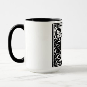 Renaissance Stil Alphabet Brev E vid Mugg