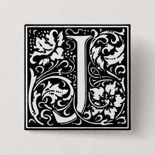 Renaissance Stil Alphabet Brev J - Pin Knapp