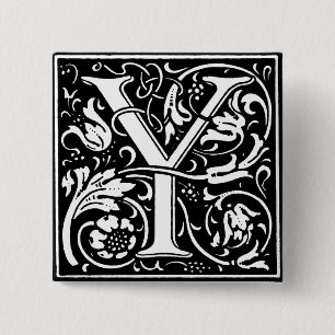 Renaissance Stil Alphabet Brev Y - PIN Knapp