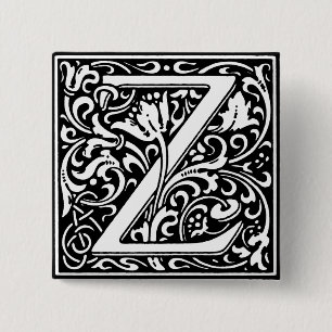 Renaissance Stil Alphabet Brev Z - Pin Knapp