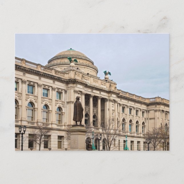 renaissance stil public bibliotek i milwaukee helg vykort (Framsida)