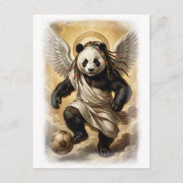 Renaissance Style Panda Player Soccer on a  Helg Vykort