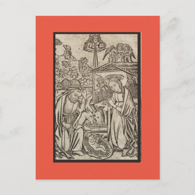 RENAISSANCE UTSKRIFT AV NATIVITY CHRISTMAS-KORT HELG VYKORT (Framsida)