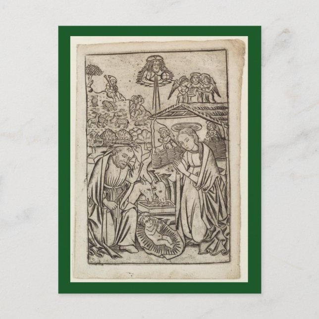 RENAISSANCE UTSKRIFT AV NATIVITY CHRISTMAS-KORT HELG VYKORT (Framsida)