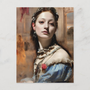 Renaissance Woman Porträtt Painting Postcard Vykort
