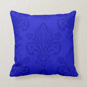 Renaissancen Fleur de Lis Intense Blue Elegant  Kudde