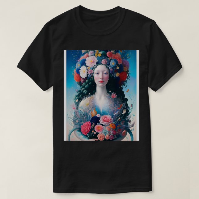 Renaissancens sjöjungfru med blommor t shirt (Design framsida)