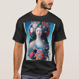 Renaissancens sjöjungfru med blommor t shirt