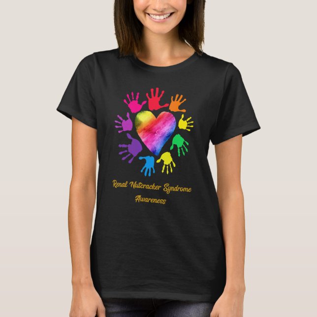 Renal Nutcracker Syndrome Awareness Händer T Shirt (Framsida)