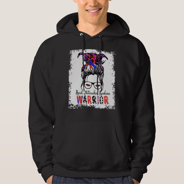 Renal Nutcracker Syndrome Warrior Blue Red Ribbon Hoodie (Framsida)